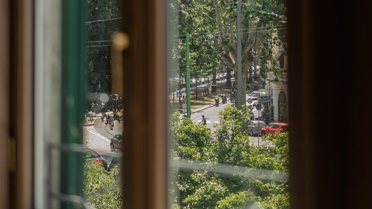 Vista de Milán desde la ventana del Hotel Milu