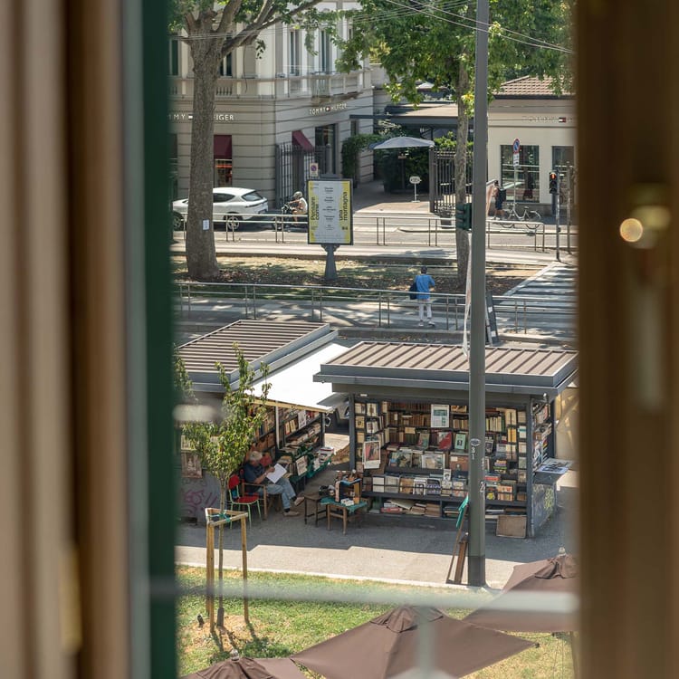 Vista de Milán desde la ventana del Hotel Milu